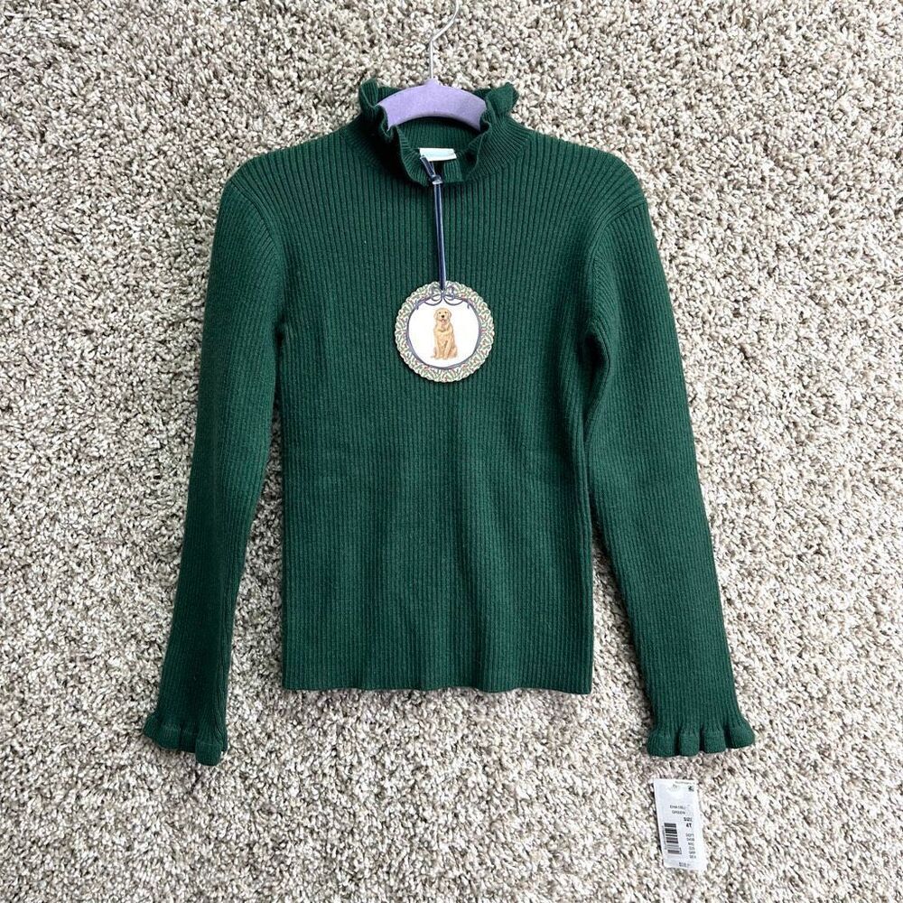 Edgehill Collection Sweater Girls 4T Green Long Sleeve Ribbed Turtleneck NWT
